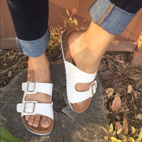 RESTOCKED❤️ white double strap cork slip on sandal - Picture 5 of 8